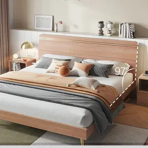 Panel decorativo de madera para dormitorio, juego de cama de almacenamiento, tamaño king, moderno, 106319 quanu