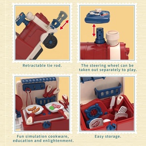 <span class=keywords><strong>3</strong></span> in 1 coltelleria in treno su auto Trolley giocattolo per bambini simulazione cucina finta Play House Set con musica volante - Product Image 4