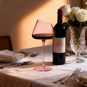 Бокалы для белого вина из розового хрусталя ручной работы от фабрики CnGlass, 100% ручная работа, роскошные бокалы для красного вина на длинной ножке для свадьбы - Product Image 4