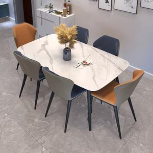 Mesa de Comedor Rectangular Moderna y Minimalista con Borde Curvo, Diseño de Lujo Ligero para Casas y Apartamentos Pequeños - Product Image 4