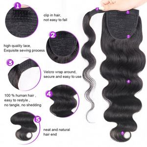 Extensions de cheveux humains vierges brésiliens Remy personnalisées 4B 4C, styles naturels Body Wave, Yaki, queue de cheval à cordon, lisses et Deep Wave - Product Image 3