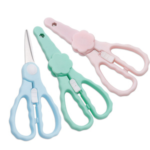 Baby Food Scissors Stainless Steel Portable For Infants And Toddlers 0-12 Months Multifunction Home Use Green Blue Pink - Product Image 2
