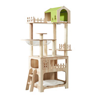 Arbre à chat de luxe moderne sur mesure, nouveau style, en bois, avec griffoir et maison, vente en gros