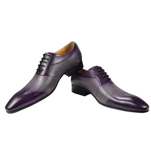 Luxury Men's Dress Shoes Genuine Cow Leather Breathable <b>Height</b> <b>Increasing</b> Business Formal Black Purple Office Wedding Lace-Up - Product Image 4