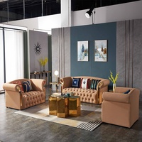 SF2023 Modernes Schlichtes Edelstahl-Hardware Sofa in Mattiertem Samt-Creme 1+2+3 für Wohnzimmer