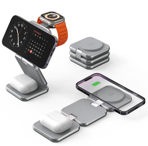 Chargeur sans fil magnétique pliable OEM <span class=keywords><strong>DOM</strong></span> 3 en 1 pour téléphone et montre chargeur sans fil de voyage - Product Image 2