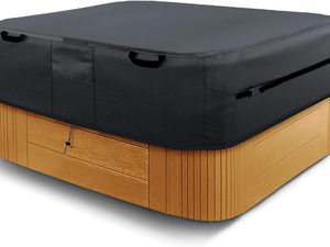 Couverture de piscine imperméable 600D, bâche d'hiver durable, protection contre les UV et le vent, noire (200x200x85cm) - Product Image 1