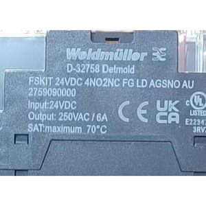 รีเลย์ Weidmuller รุ่น FSKIT 24VDC 4NO2NC FG L 250VAC 6A 70C อุณหภูมิสูงสุด สำหรับใช้งานในอุตสาหกรรม - Product Image 1
