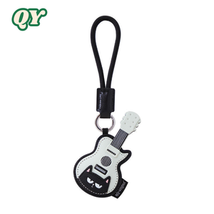 QY Cute Piano Guitar PU Leather Keychain Music <b>Bag</b> <b>Charm</b> Creative Pendant Gift for Girls Women - Product Image 5