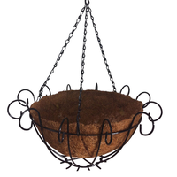 Pots de fleurs d'intérieur et d'extérieur, panier suspendu en métal avec doublure en fibre de coco, support de plante rond en fil métallique avec chaîne pour la décoration du jardin