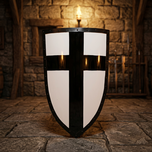 Escudo de Calentador Templario de Caballero Medieval con Cruz Negra Pintada para Batalla y Cruzada - Product Image 3