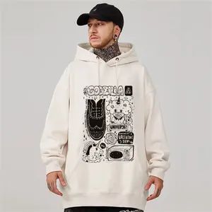 Sweat à capuche sans poche sweats à capuche en coton personnalisé Y2K personnalisé décontracté couleur unie cordon 500 Gsm français éponge épais sweat à capuche surdimensionné