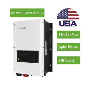 Growatt Spf 4000T-12000T Hvm In Voorraad 120V/240V Split Fase Off Grid 4kw 5kw 6kw 8kw 10kw 12kw Us Zonne-Omvormer