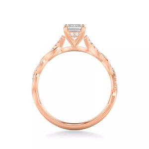 custom 14K solid <b>Rose</b> Gold Engagement Ring Twisted <b>Infinity</b> Shank oval Cut Pave Side Lab Grown Diamond IGI certificate for women - Product Image 2