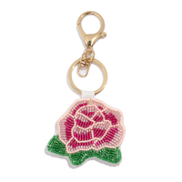 Porte-clés perlé cousu main personnalisé, pendentif de sac coloré à sequins animaux et fleurs, accessoires de mode pour filles