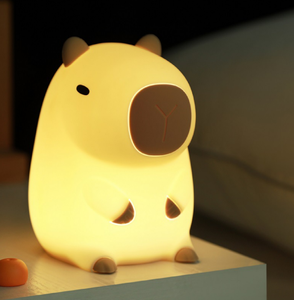2026 Trend Tap control Capybara Cute <b>LED</b> Night Lamp Soft Silicone USB Rechargeable Animal Bedside table <b>Light</b> for kids - Product Image 2