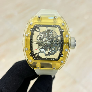 High-quality men's mechanical <b>watch</b> with transparent crystal skeletonized automatic movement and sapphire crystal glass. - Product Image 1