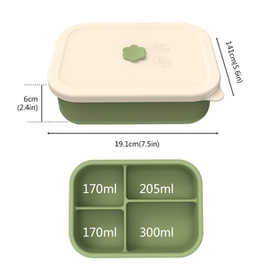High-Capacity Four Grid Food Grade Silicone Bento Lunch Box BPA Free Heatable Leak Proof with <strong>Lid</strong> - Product Image 6
