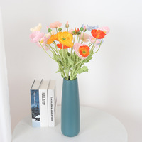 Fleurs artificielles en soie de pavot pour mariage, décoration de salon, hôtel, hall, bouquet, vente en gros