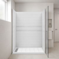 Panneau mural de douche SMC à installation rapide, kit de receveur de douche étanche, panneaux de revêtement de douche pour salle de bain, gain de temps pour projets hôteliers