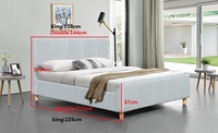 Lit plateforme double moderne en lin doux rembourré avec cadre en bois, taille personnalisable pour meubles de chambre à coucher