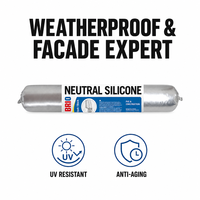 Mastic silicone haute résistance gris foncé pour joints de murs en verre structurel, paquet de 600 ml