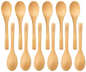 Eco Friendly Mini Wooden Tea Spoons Custom Logo Bamboo Teaspoon In Stock Coffee Tea Jam Bath Salts Serving Spoon Scoop