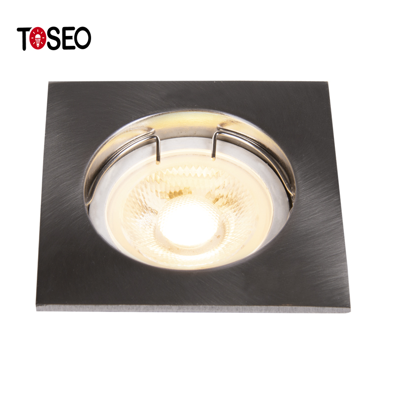 Fixed Die Casting Aluminum Square LED Recessed Downlight Fixtures Satin Nickel