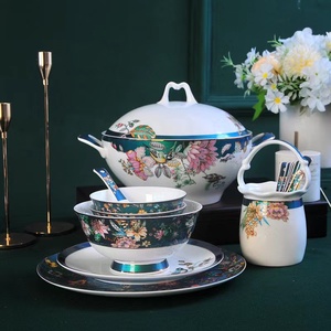 <span class=keywords><strong>Service</strong></span> de table en émail de Jingdezhen, ensemble de haute qualité, bol et assiette de cour chinoise, <span class=keywords><strong>porcelaine</strong></span> osseuse, un ensemble <span class=keywords><strong>complet</strong></span> de <span class=keywords><strong>vaisselle</strong></span> noble nationale - Product Image 2