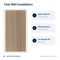 Panneau acoustique décoratif en bois de chêne doré, 600x600mm, avec feutre PET, fonction anti-bruit, pour mur décoratif