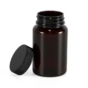 Luxury 100ml 120ml 150ml Amber Plastic Pill Medicine Bottle Pharmaceutical Capsule Container Jar Health Care Supplement Jars