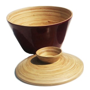 Grand bol en bambou naturel fait à la main avec couvercle Bol en bambou fabriqué écologique pour un usage domestique - Product Image 6