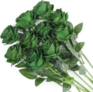 Roses vert olive en pleine floraison Fleurs artificielles Roses en soie Toucher réel <span class=keywords><strong>Bouquet</strong></span> de mariée pour la décoration florale de la maison du jardin de la fête - Product Image 1