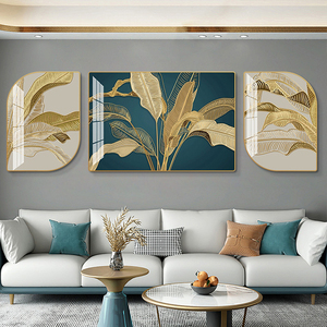 Ánh sáng sang trọng bức tranh tường triptych tường nghệ thuật pha lê sứ bức tranh trang trí phòng khách khách khách sạn tối giản hiện đại - Product Image 3