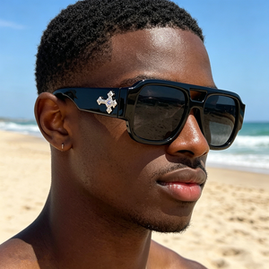 Occhiali da Sole Quadrati da Uomo Stile Hip-Hop con Strass, Montatura Doppia, Nuova Collezione 2026, per Feste e Look Vintage - Product Image 2