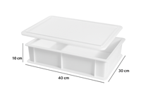 Conteneur de stockage alimentaire en plastique rectangulaire moulé par injection durable - Blanc - 30x40x10 cm - Capacité de 12 L - Charge supérieure à 10 kg