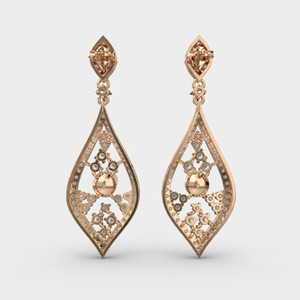 Pendientes de Oro de 14K con Diamantes de Laboratorio Marquise y Redondos de 4ct: Joyería Floral para Novia - Product Image 1