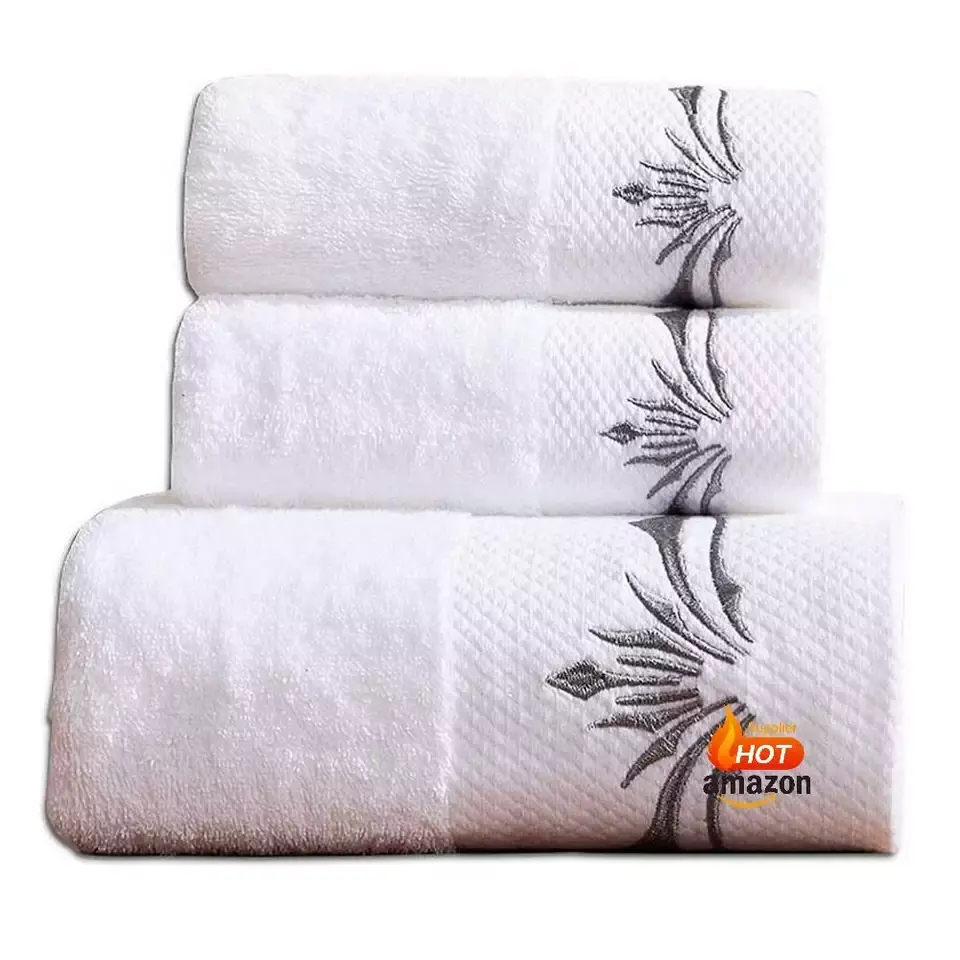 Hoge Kwaliteit Wholesale 100% Natuurlijke Echt Katoen Luxe Hotel Badkamer Handdoek Gezicht Spa Badhanddoek Set