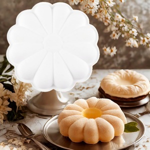 Flower Shape Mousse Cake Mold White <b>Silicone</b> Single Cavity <b>Baking</b> Mold For Commercial Use Oven Safe - Product Image 1
