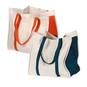 Custom Durable Laundry Grocery Shopping Beach Picnic Reusable <b>Large</b> Canvas Cotton Hand Bag With Side Pockets for Bottle - Product Image 1