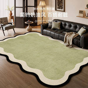 EIFFEL HOME Alfombra moderna minimalista escandinava para sala de estar, diseño ondulado, fibra de poliéster, antideslizante, fácil de limpiar, para sofá y mesa de centro - Product Image 2