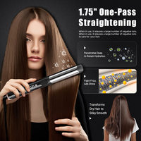 Pelurus Rambut Flat Iron 2 in 1 Pelurus & Pengeriting dengan Layar LED Pemanasan Cepat Suhu Dapat Diatur untuk Rambut Keriting Rusak