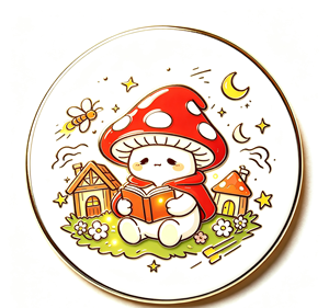 Pin de metal esmaltado con diseño de hongo redondo de dibujos animados, insignia artesanal, regalo de fantasía, decoración - Product Image 1
