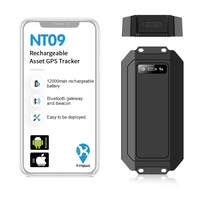Traceur GPS Kingwo NT09 4G LTE-M, dispositif de suivi d'actifs sans fil rechargeable 12000mAh avec Bluetooth