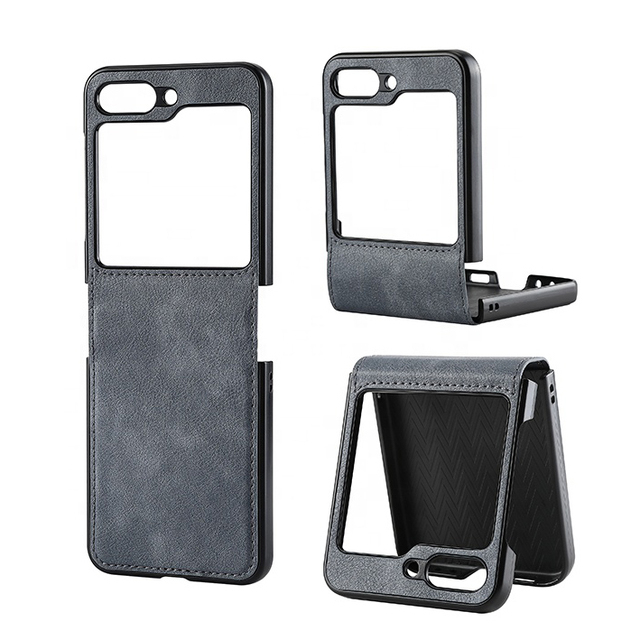 Luxury Leather Phone Case for Samsung Galaxy Z Flip 7 6 5 4 3 5G Hinge Protective Vegan Leather Vertical Foldable Back Cover
