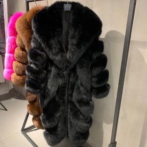 Nuova fabbrica di stile giacca di pelliccia di volpe elegante pelliccia invernale da donna cappotto <span class=keywords><strong>nero</strong></span> lungo pelliccia <span class=keywords><strong>Trench</strong></span> - Product Image 1