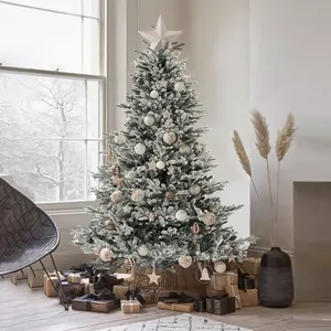 Высококачественная искусственная Роскошная Реалистичная декоративная светодиодная Флокированная ПВХ полиэтиленовая Смешанная Рождественская елка для праздника