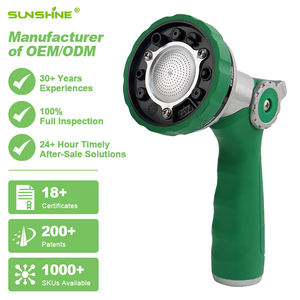 Pistolet pulvérisateur de jardin en métal robuste SUNSHINE amélioré, 6 modes de pulvérisation, contrôle du débit par bouton-poussoir, OEM/ODM disponible pour la vente en gros - Product Image 1