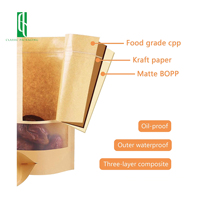 Sachets personnalisés en papier kraft avec fenêtre et fermeture éclair pour grains de café, snacks, noix et marques alimentaires en marque blanche