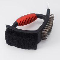 Brosse de nettoyage de barbecue en acier inoxydable 3 en 1 avec grattoir et tampon à récurer
